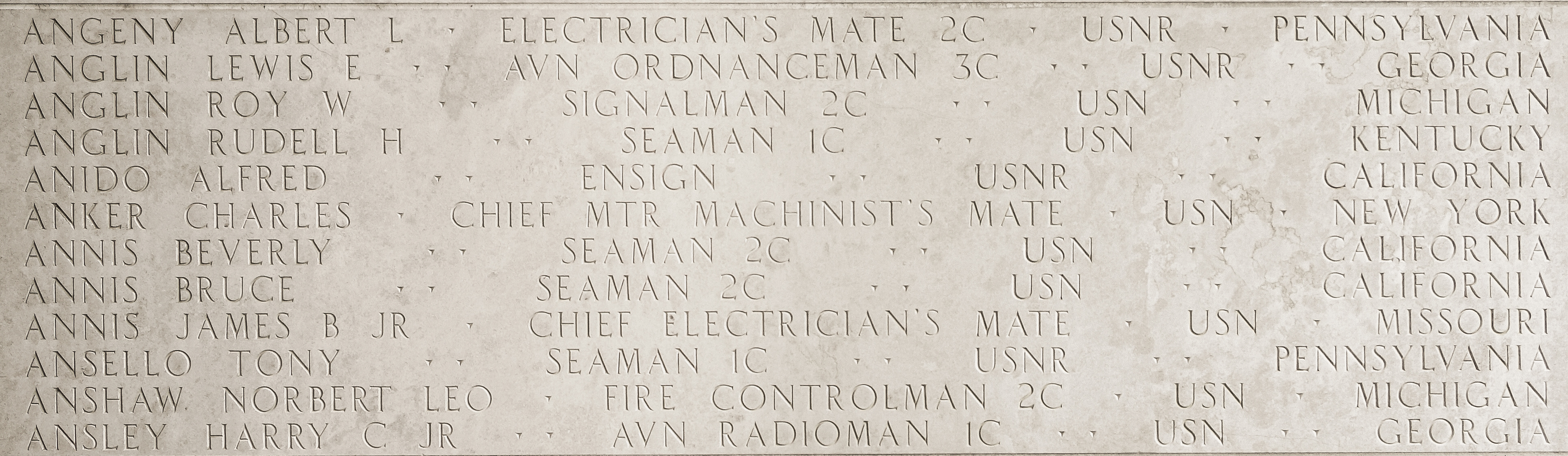 Lewis E. Anglin, Aviation Ordnanceman Third Class